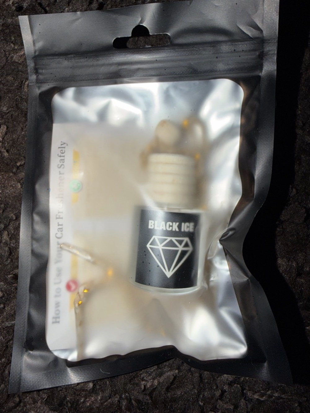 Black Ice Diamond Car Air Freshener - Black & Cream